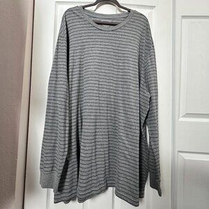 The Foundry Supply Co Mens Big & Tall Gray Long Sleeve T-Shirt 4X Blue Stripe